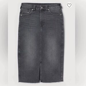 H&M DENIM || black denim midi skirt